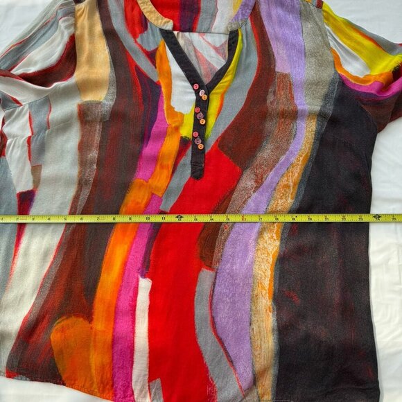 Claire Desjardins Art To Wear Colorful Tunic Blouse Long Sleeve Women's Size XXL - Picture 12 of 16